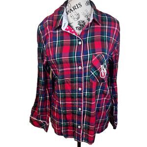 Victoria's Secret Women's Holiday Christmas Pajama Top Size Small Embroidered
